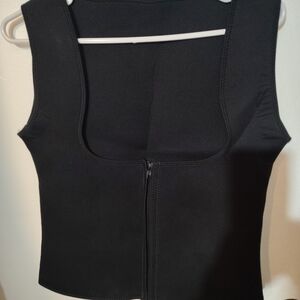 Women's Sweat Vest Black XXL Zip Front Waist Trainer Slimming Workout